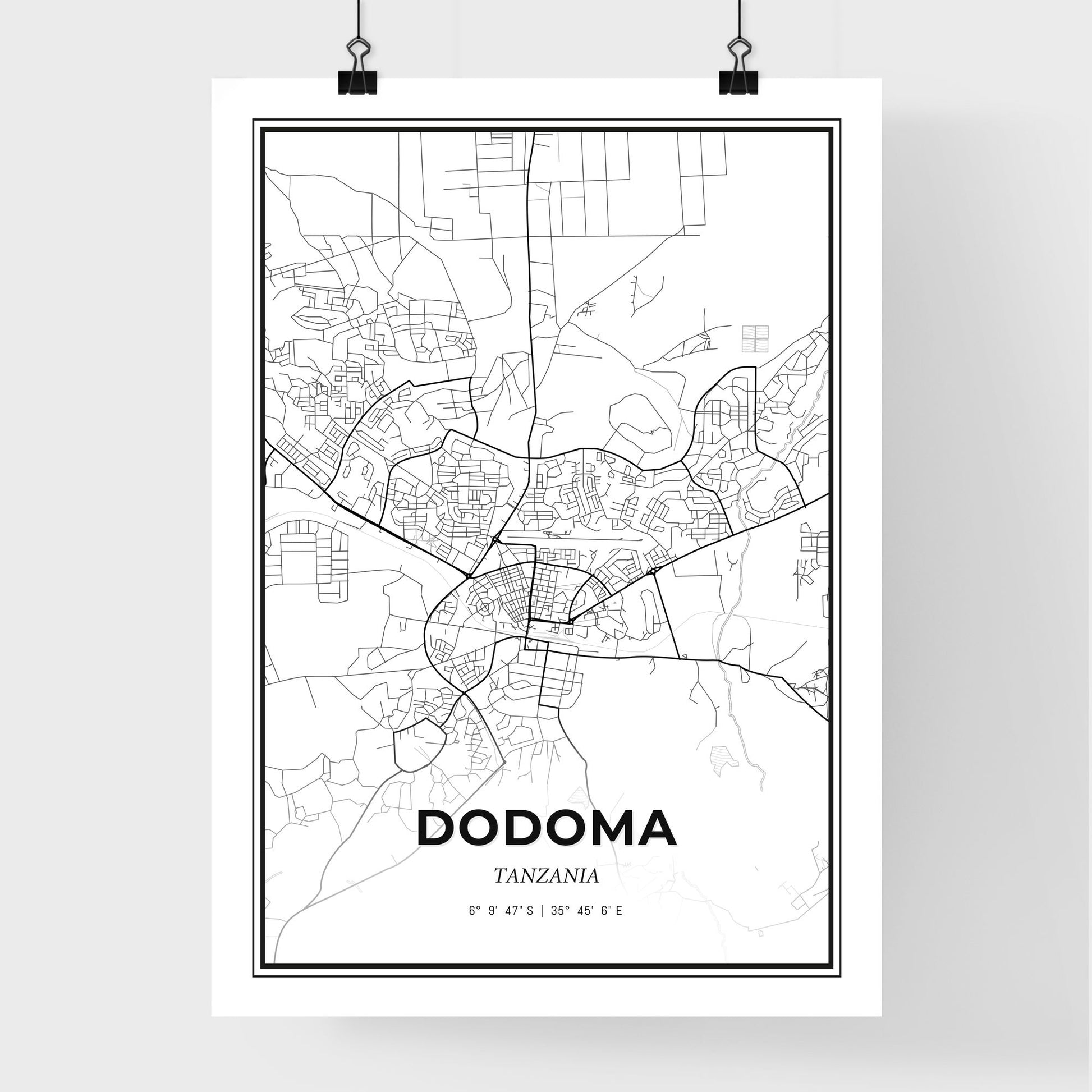 Dodoma Tanzania - Premium City Map Poster