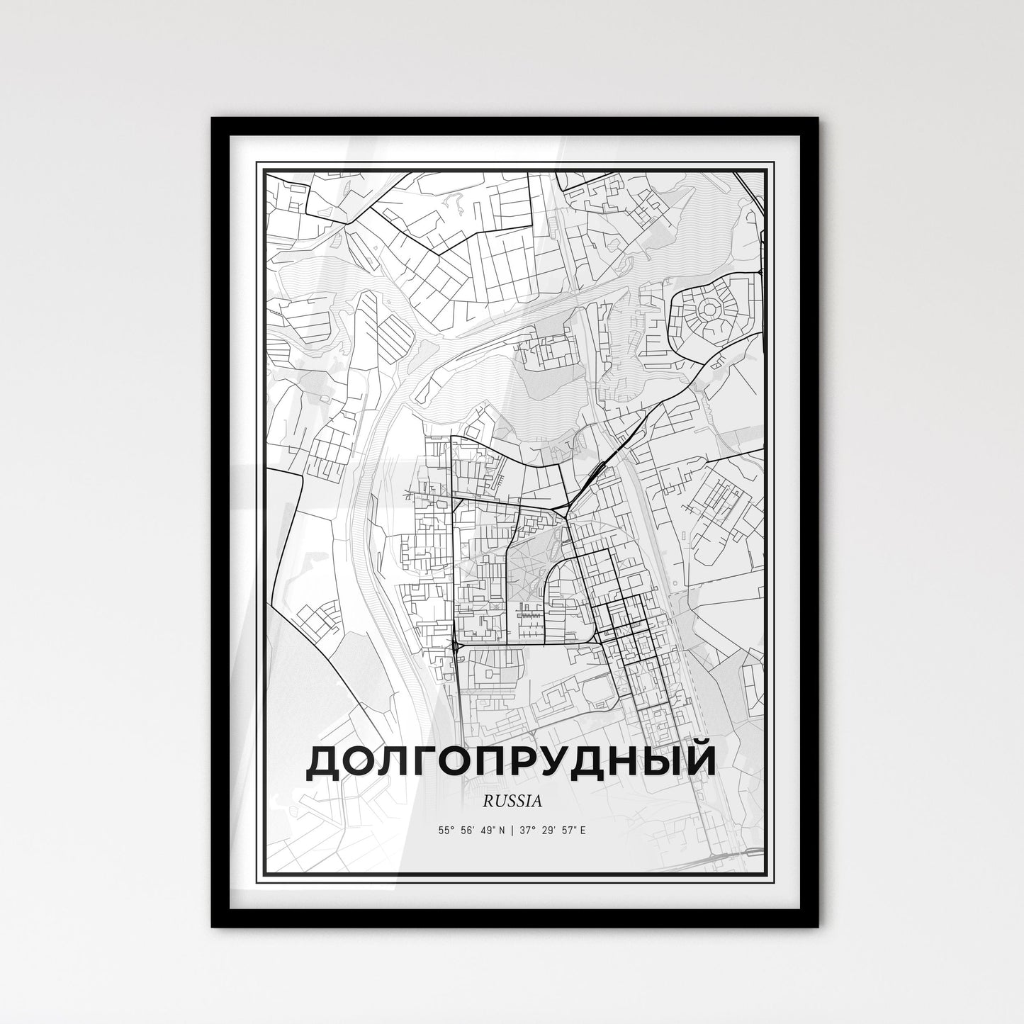 Dolgoprudny Russia - Scandinavian Style City Map for Modern Home Decor