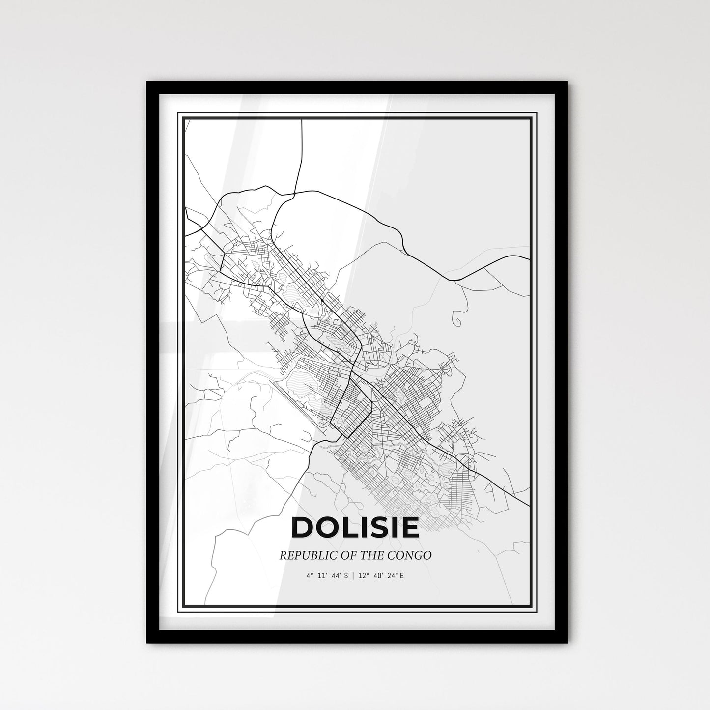 Dolisie Republic Of The Congo - Scandinavian Style City Map for Modern Home Decor