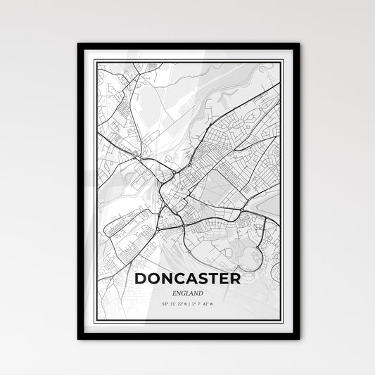 Doncaster England - Scandinavian Style City Map for Modern Home Decor