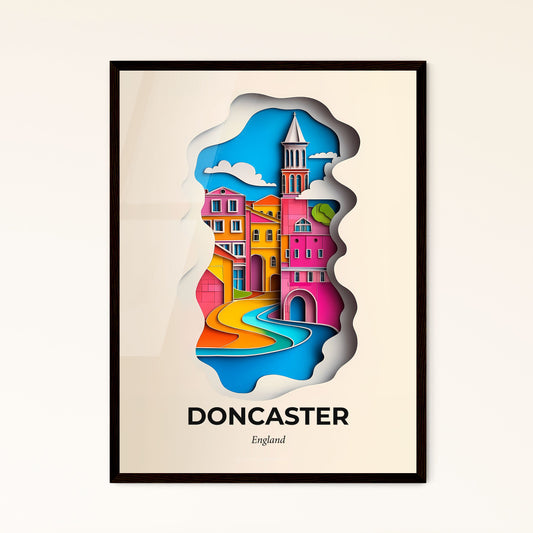 Vivid Doncaster, England - a colorful city with a clock tower on top of it