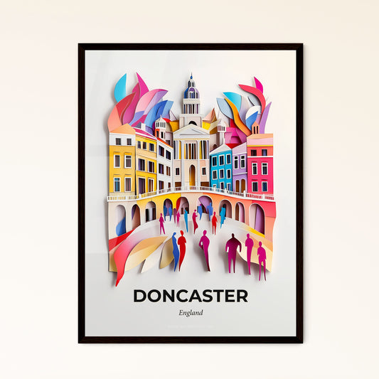 Vivid Doncaster, England - a paper cut of a city with people walking around