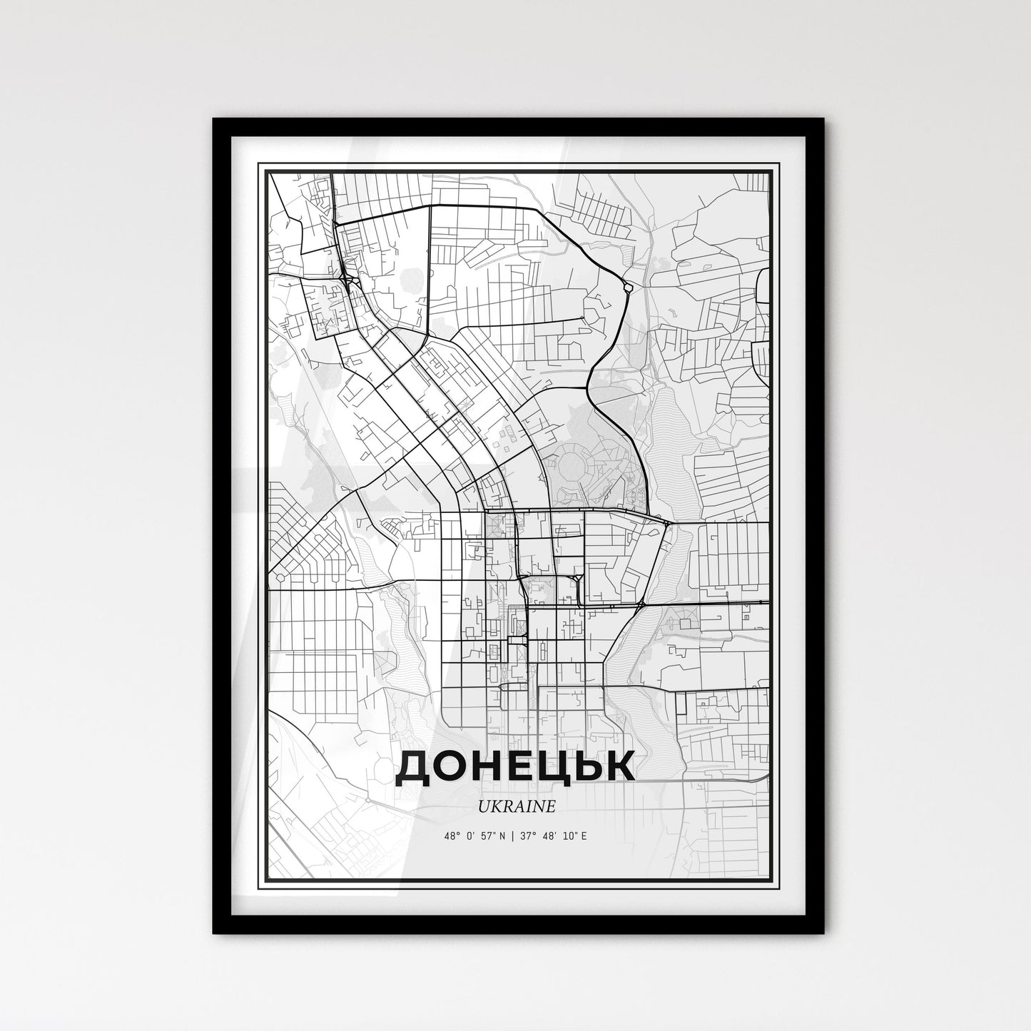 Donetsk Ukraine - Scandinavian Style City Map for Modern Home Decor