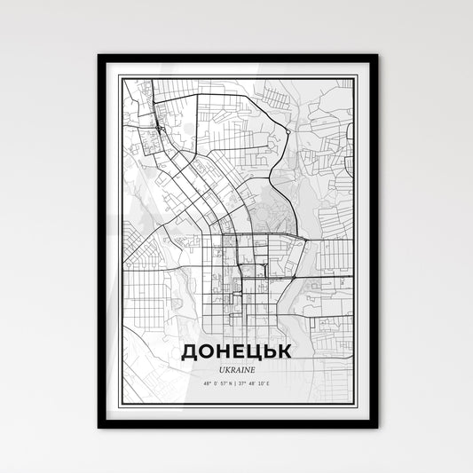 Donetsk Ukraine - Scandinavian Style City Map for Modern Home Decor