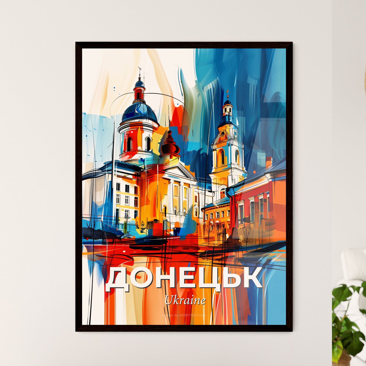 Vibrant Донецьк, Ukraine - A Colorful Painting Of A Building