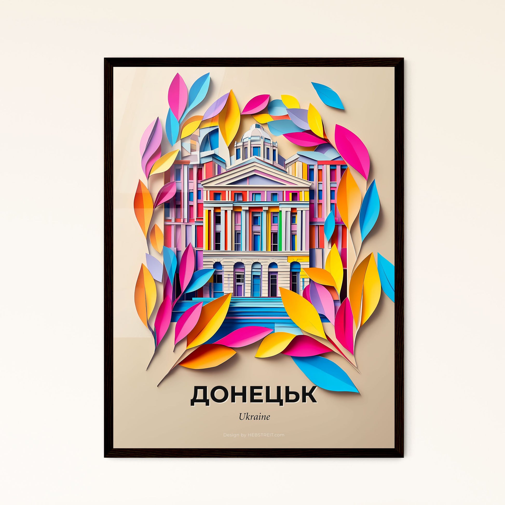 Vivid Donetsk, Ukraine - a building with a clock on top of it surrounded by colorful leaves