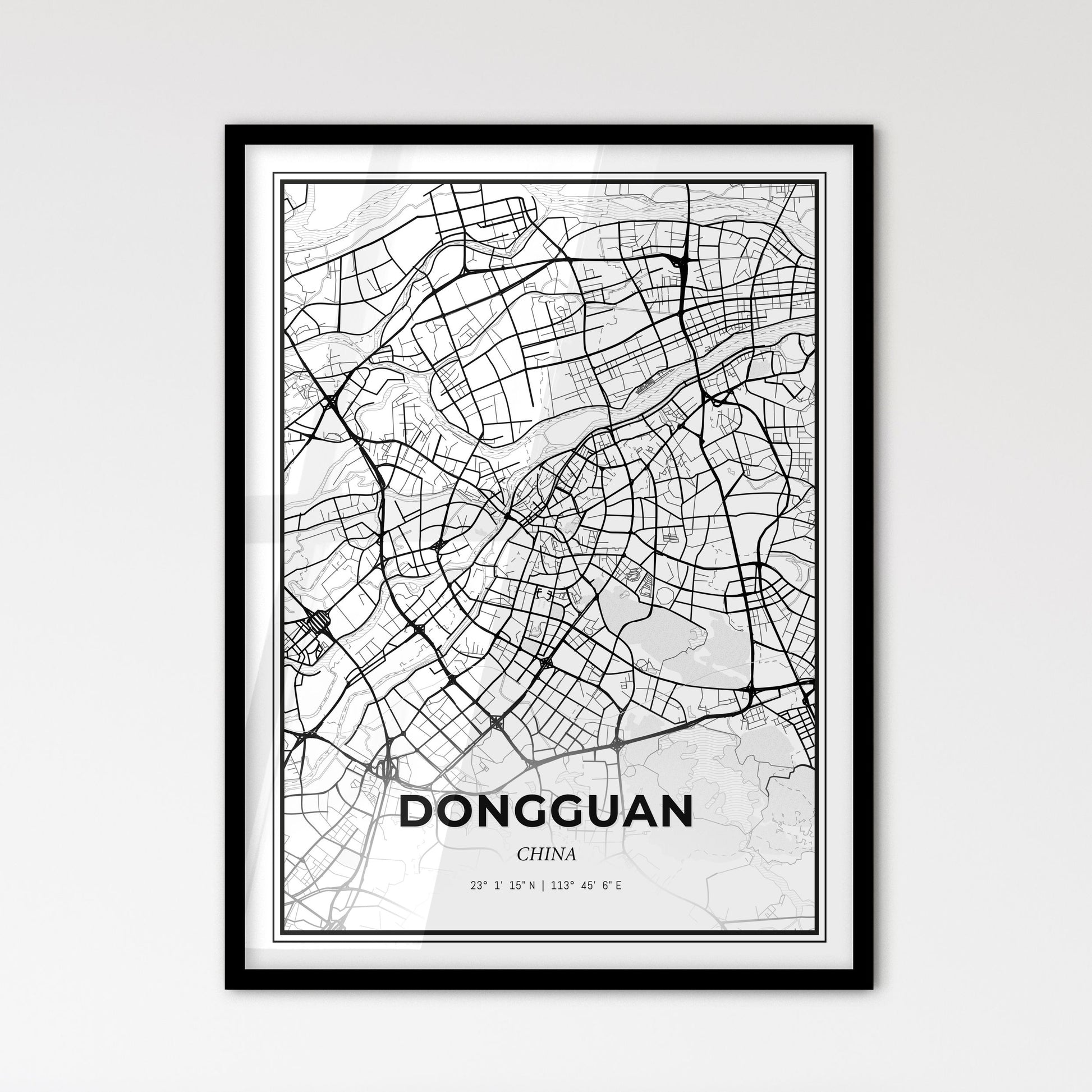 Dongguan China - Scandinavian Style City Map for Modern Home Decor