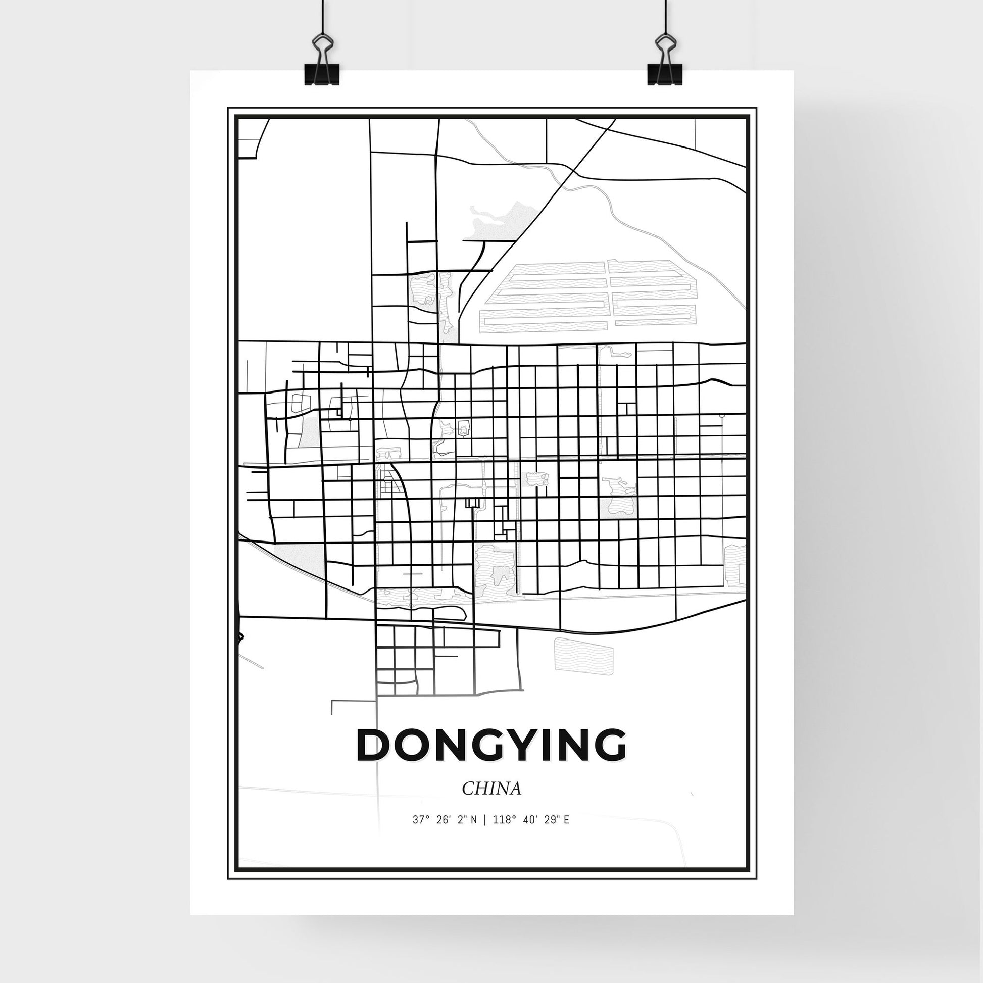 Dongying China - Premium City Map Poster