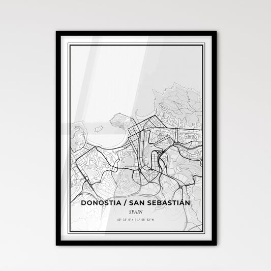 Donostia / San Sebastián Spain - Scandinavian Style City Map for Modern Home Decor