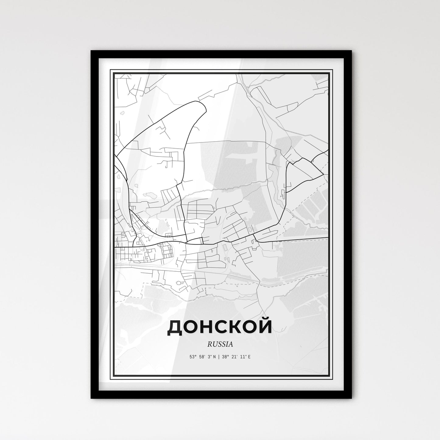 Donskoy Russia - Scandinavian Style City Map for Modern Home Decor