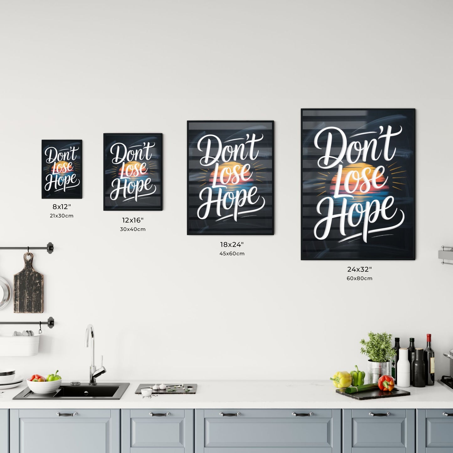 Don't Lose Hope: Inspirational Typography Art with Sunset Background for Motivational Themes. Chart