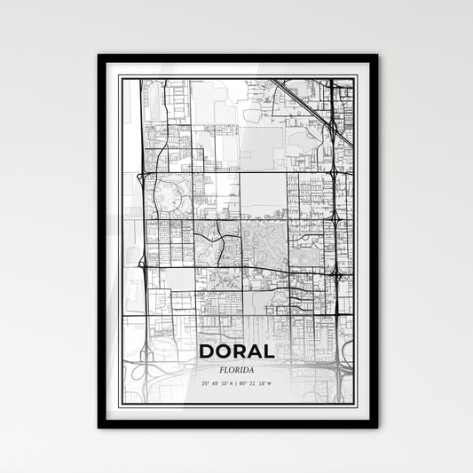 Doral Florida - Scandinavian Style City Map for Modern Home Decor