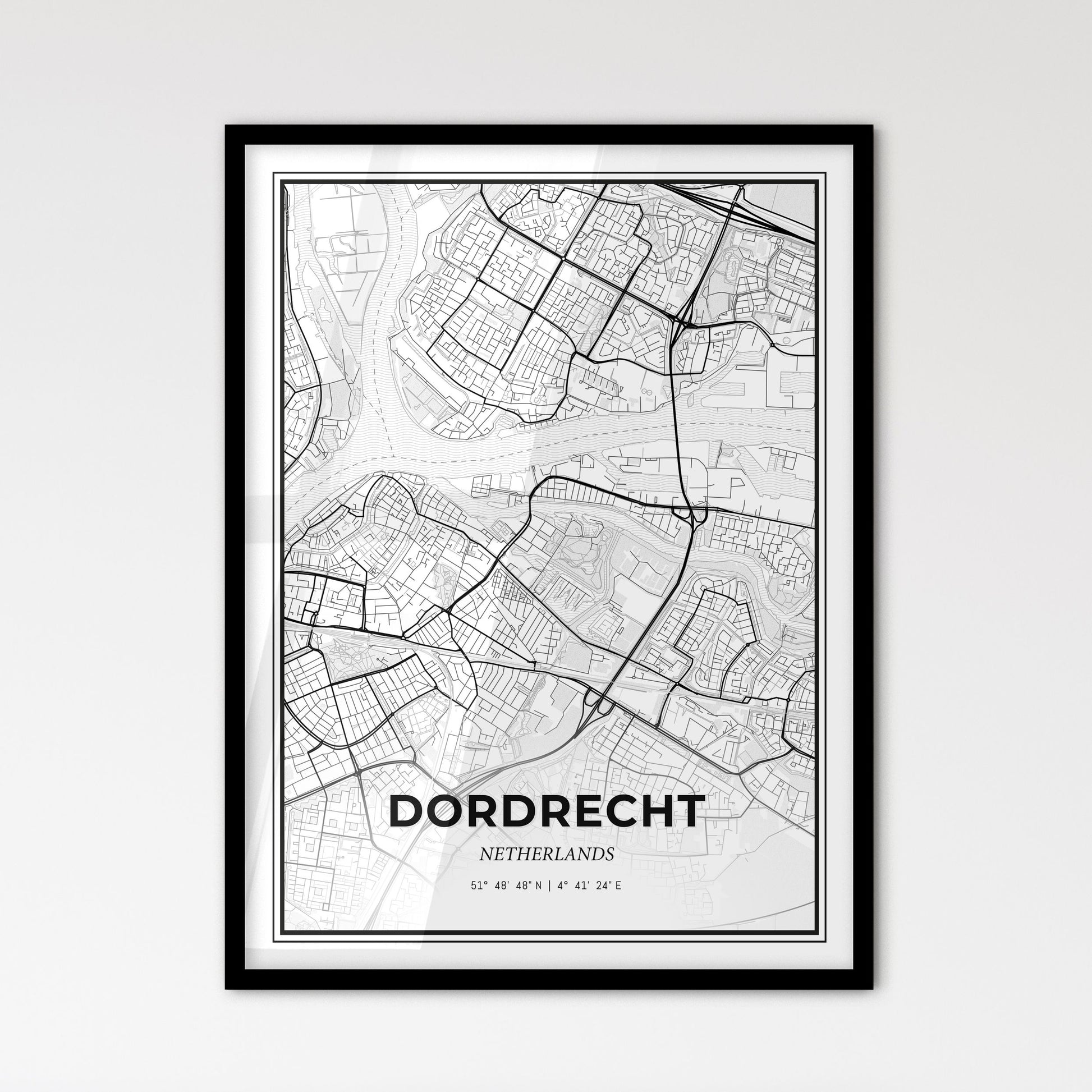  Dordrecht Netherlands - Scandinavian Style City Map for Modern Home Decor