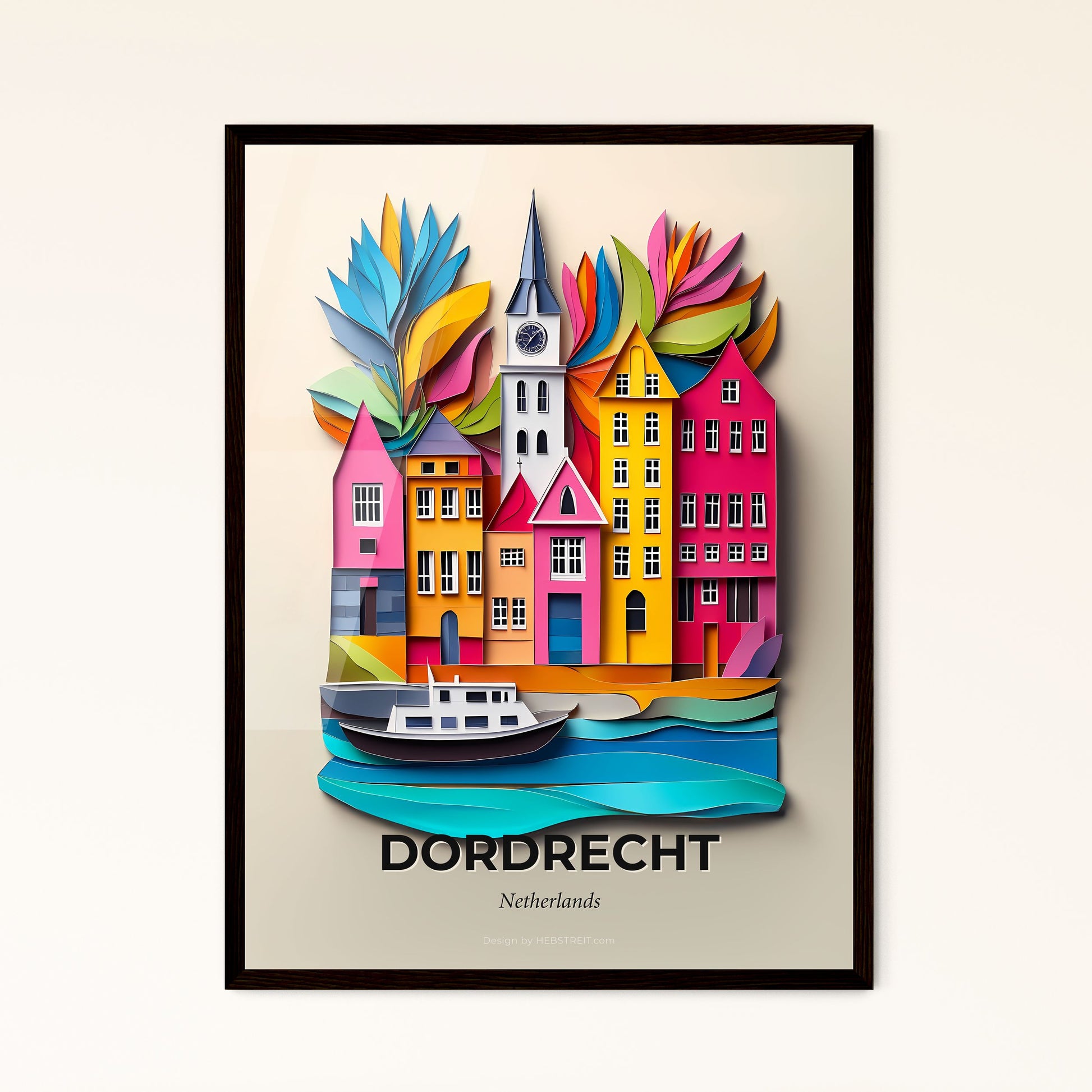 Vivid Dordrecht, Netherlands - a paper cut of a city with a boat