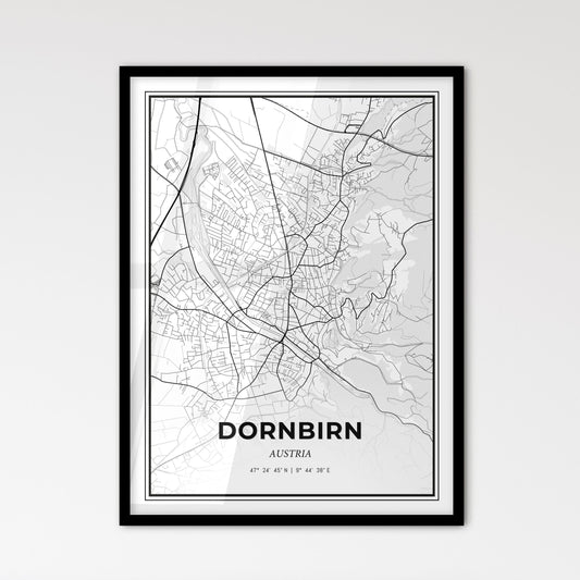 Dornbirn Austria - Scandinavian Style City Map for Modern Home Decor