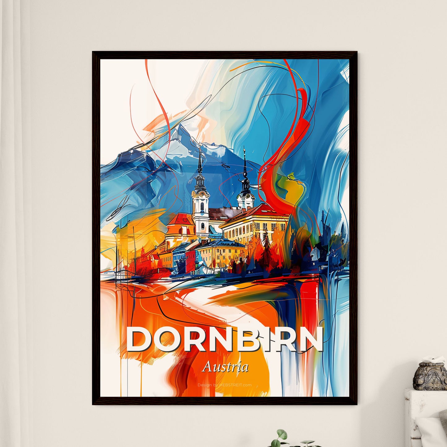 Vibrant Dornbirn, Austria - A Painting Of A Building