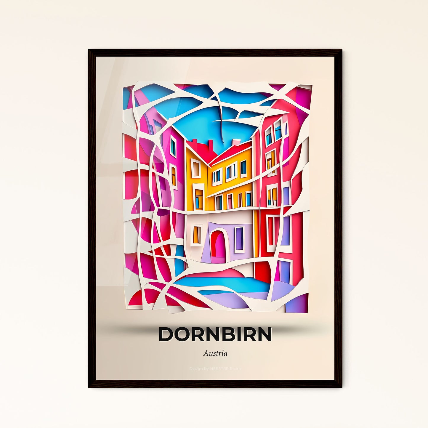 Vivid Dornbirn, Austria - a colorful city with a clock