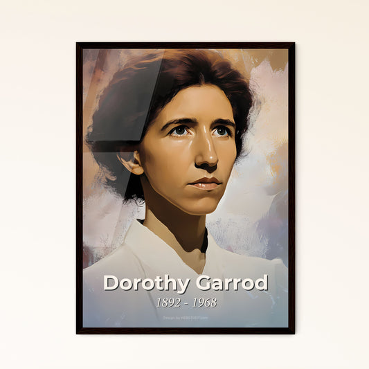 Portrait of Dorothy Garrod, 1892 - 1968. Impressionistic painting of a woman in a white shirt.