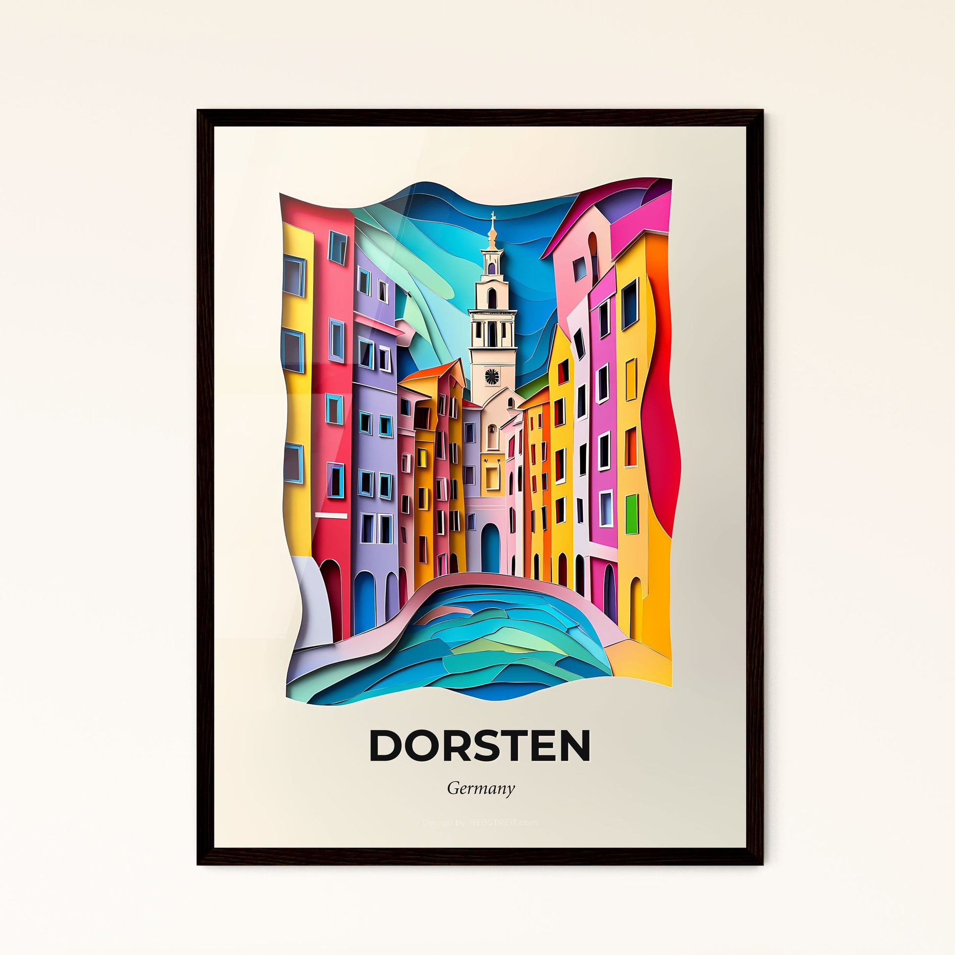 Vivid Dorsten, Germany - a paper cut of a city with a clock tower