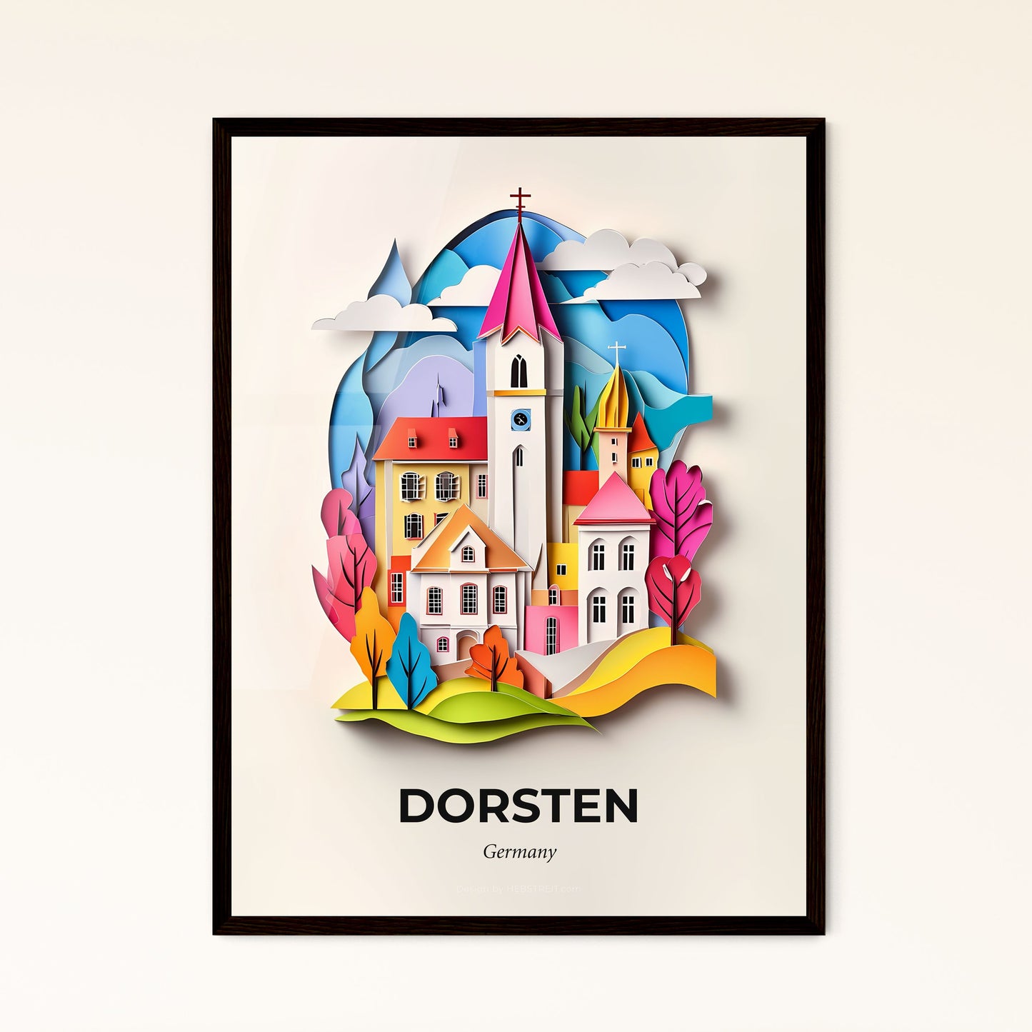 Vivid Dorsten, Germany - a paper cut of a church and a tree