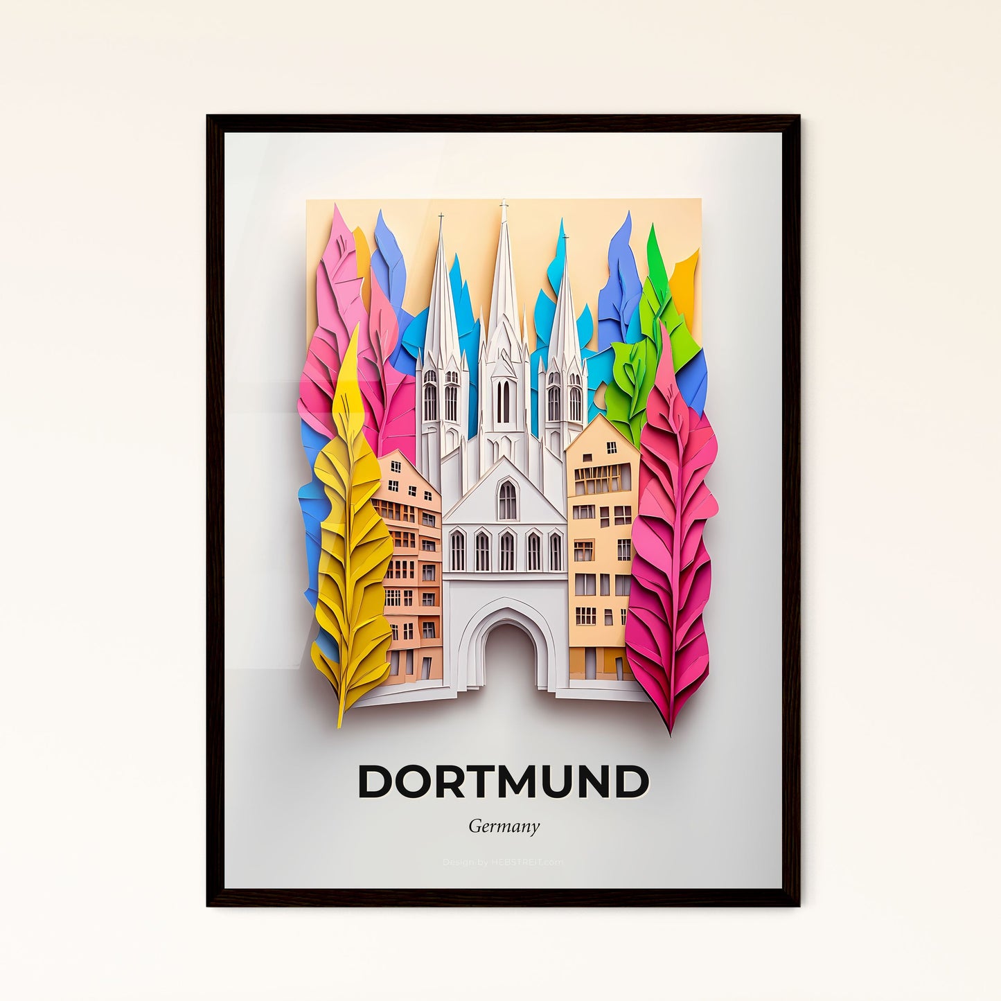 Vivid Dortmund, Germany - a paper cut of a church and a city