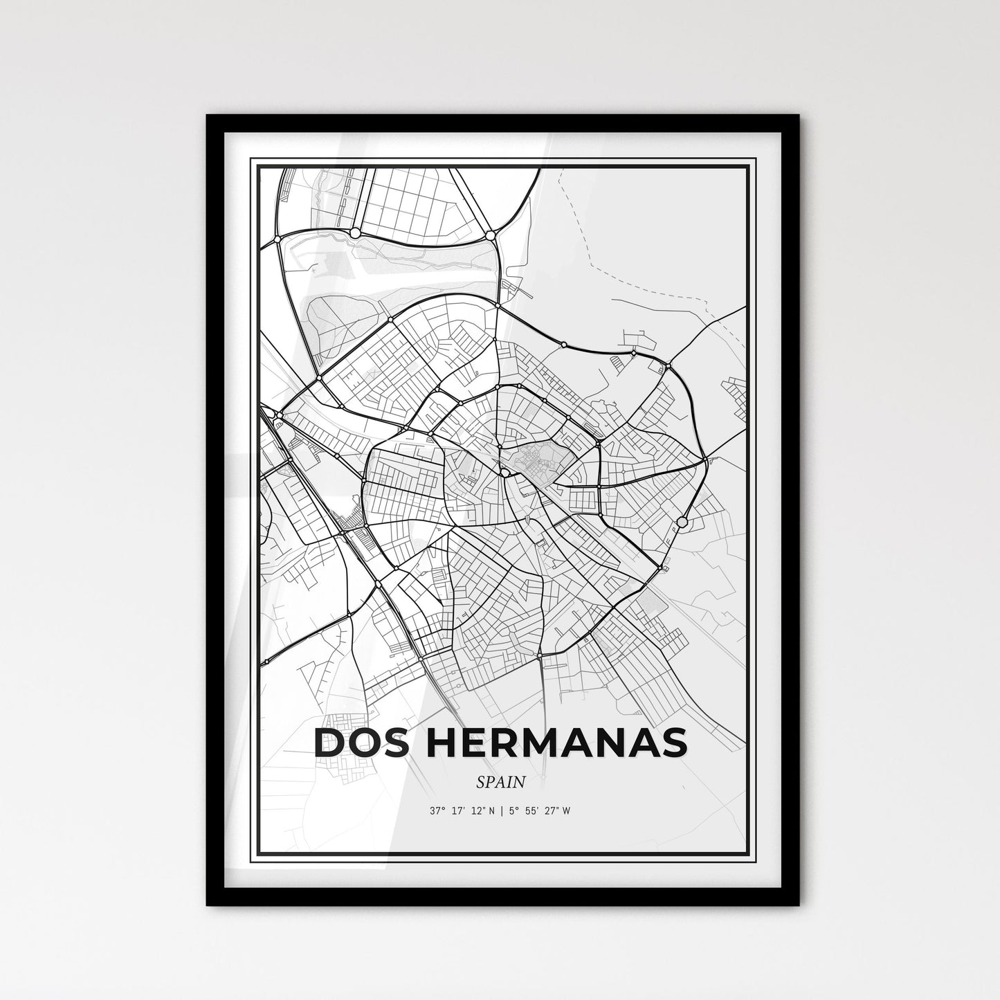 Dos Hermanas Spain - Scandinavian Style City Map for Modern Home Decor