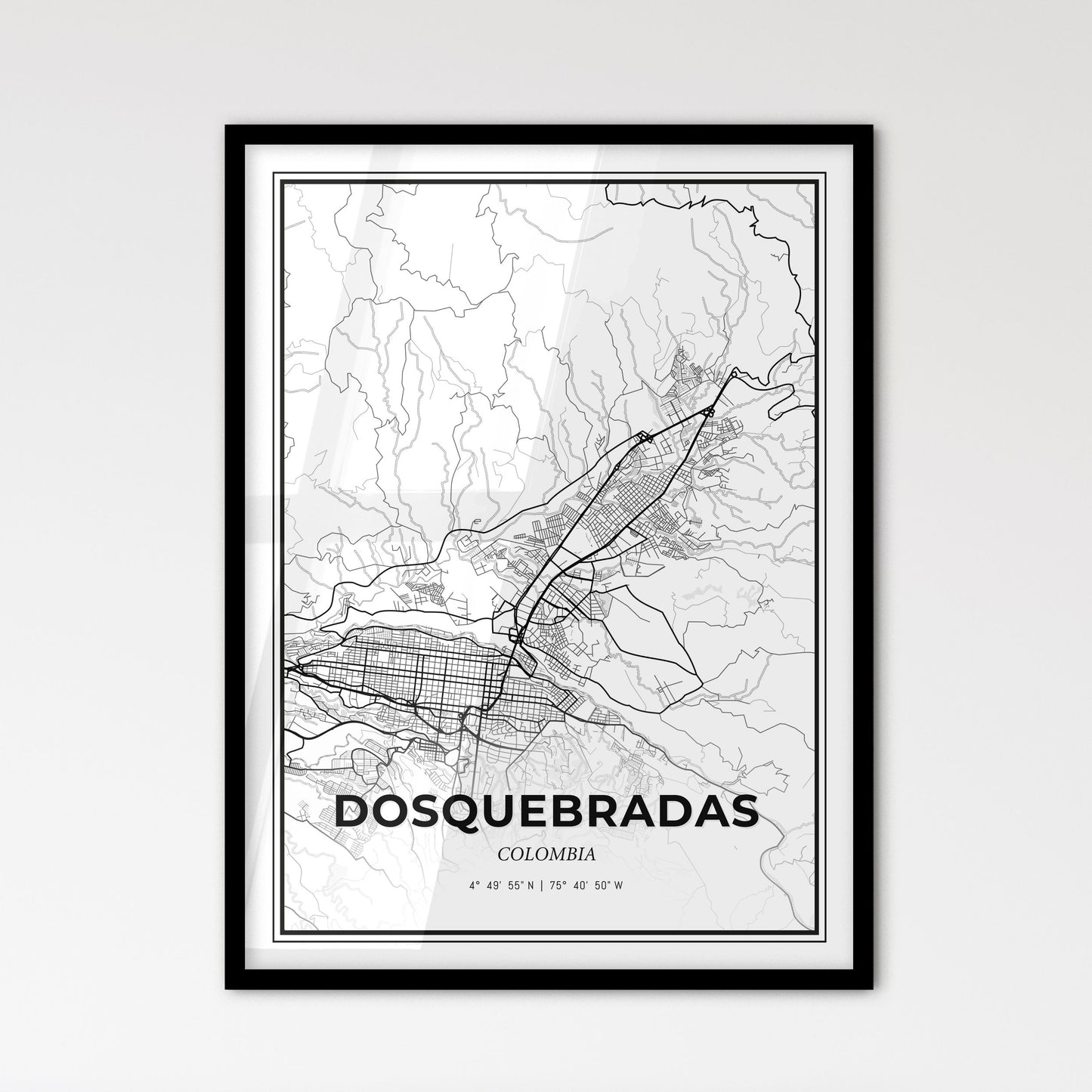 Dosquebradas Colombia - Scandinavian Style City Map for Modern Home Decor