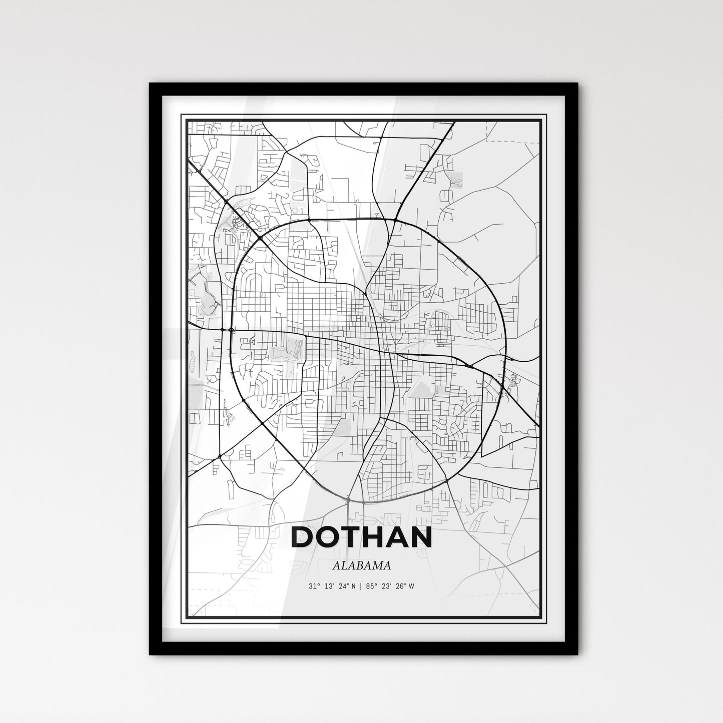 Dothan Alabama - Scandinavian Style City Map for Modern Home Decor