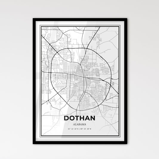 Dothan Alabama - Scandinavian Style City Map for Modern Home Decor