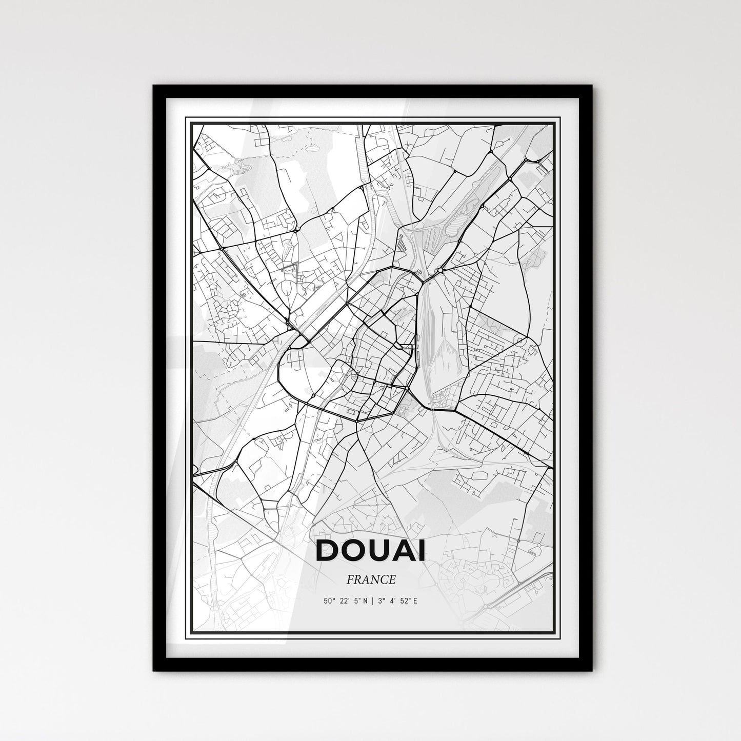 Douai France - Scandinavian Style City Map for Modern Home Decor