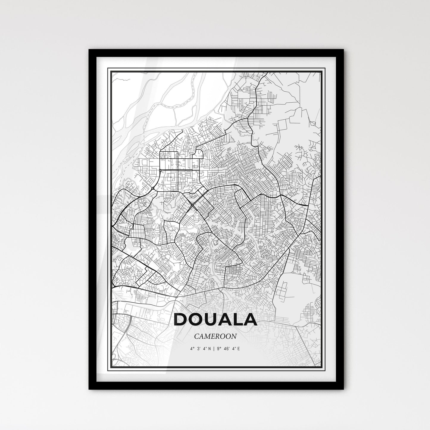 Douala Cameroon - Scandinavian Style City Map for Modern Home Decor