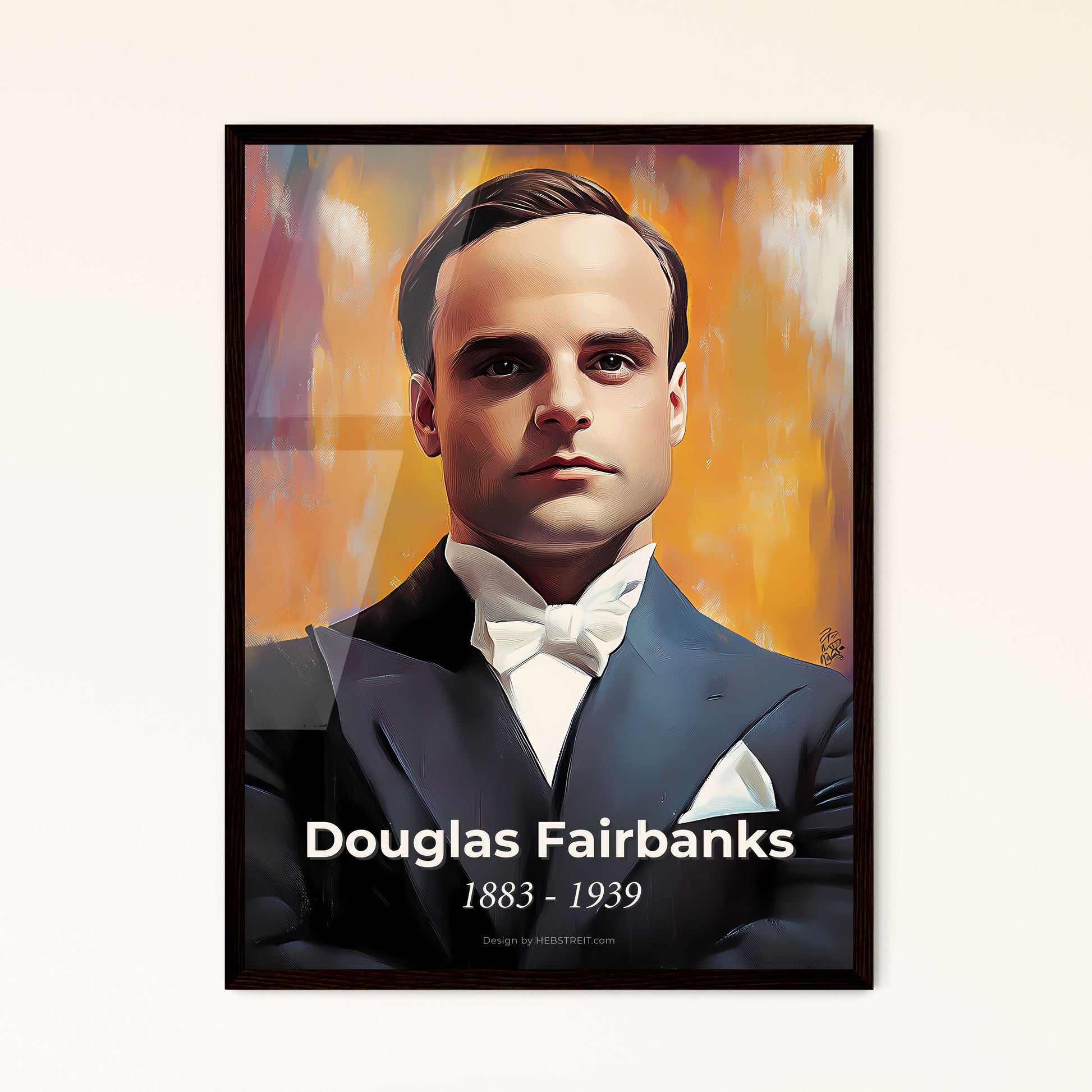 Portrait of Douglas Fairbanks, 1883 - 1939. Impressionistic painting of a man in a suit.