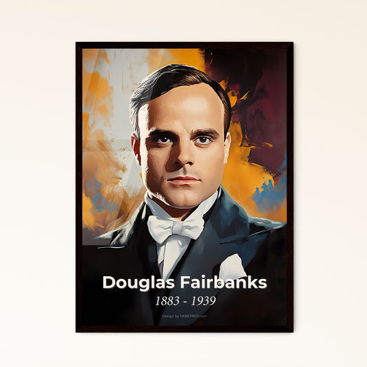 Portrait of Douglas Fairbanks, 1883 - 1939. Impressionistic painting of a man in a suit.