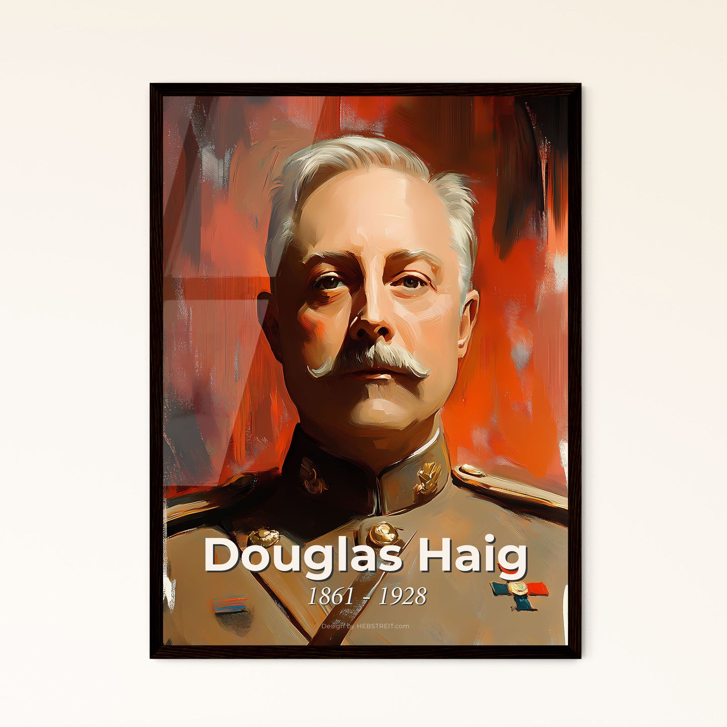 Portrait of Douglas Haig, 1861 - 1928. Impressionistic painting of a man in a military uniform.