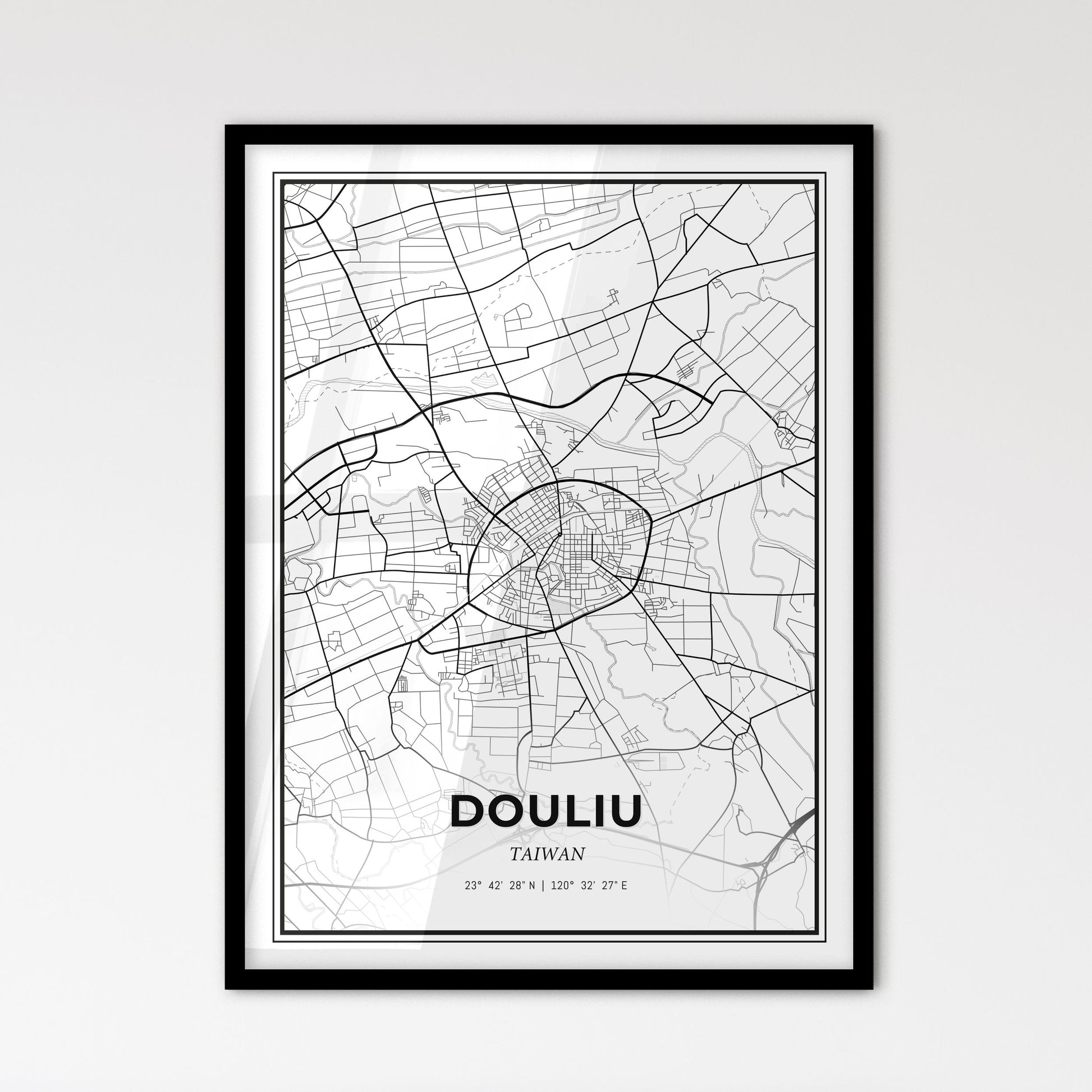 Douliu Taiwan - Scandinavian Style City Map for Modern Home Decor