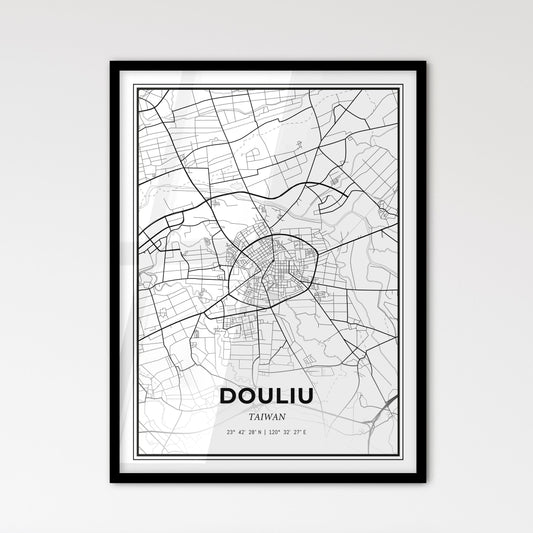 Douliu Taiwan - Scandinavian Style City Map for Modern Home Decor