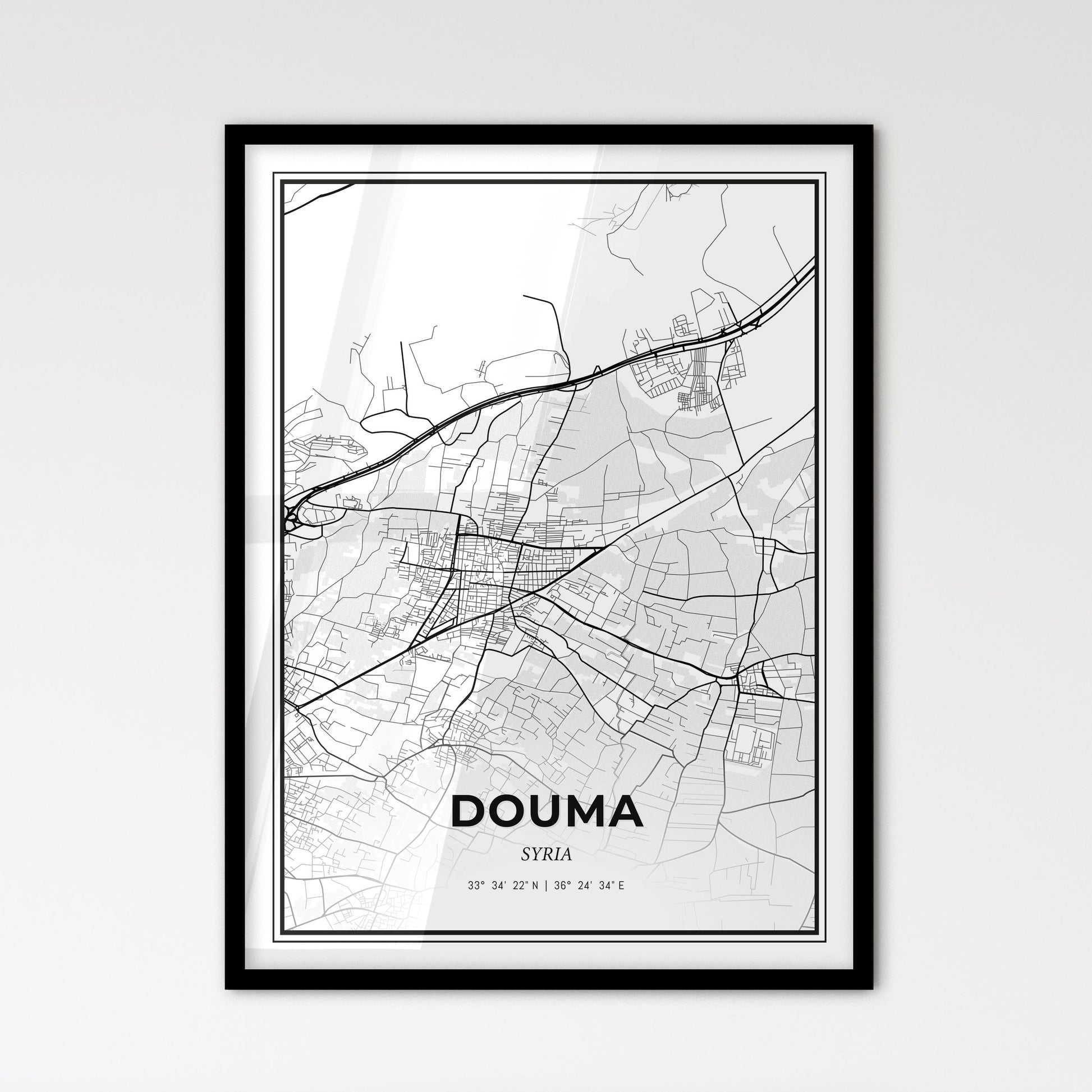 Douma Syria - Scandinavian Style City Map for Modern Home Decor