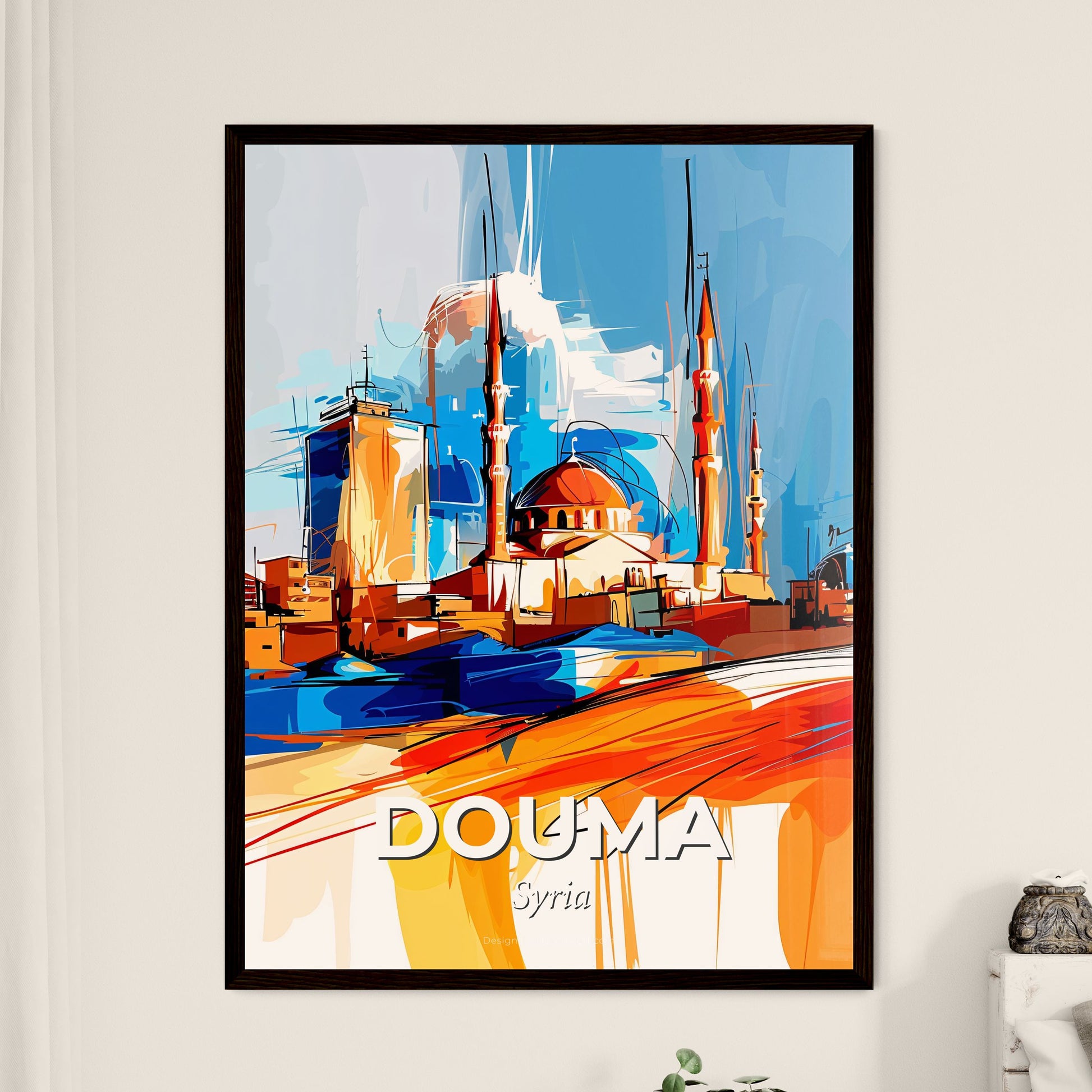 Vibrant Douma, Syria - A Painting Of A City