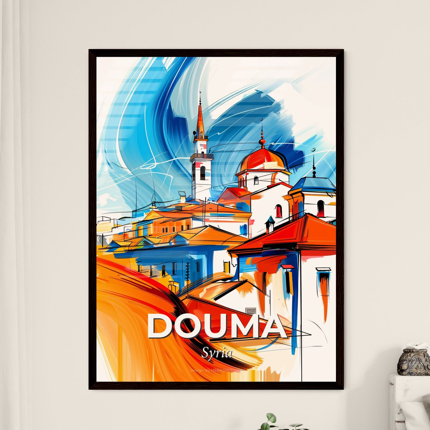 Vibrant Douma, Syria - A Painting Of A City