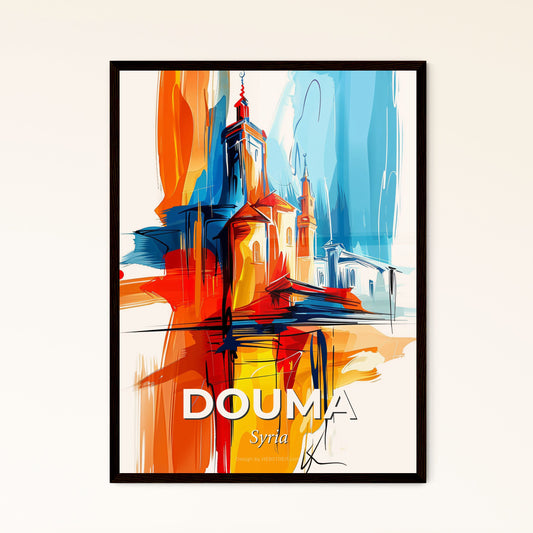 Vibrant Douma, Syria - A Painting Of A Building