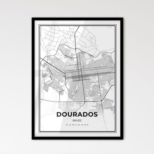 Dourados Brazil - Scandinavian Style City Map for Modern Home Decor