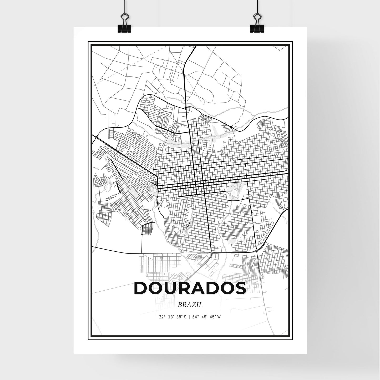 Dourados Brazil - Premium City Map Poster