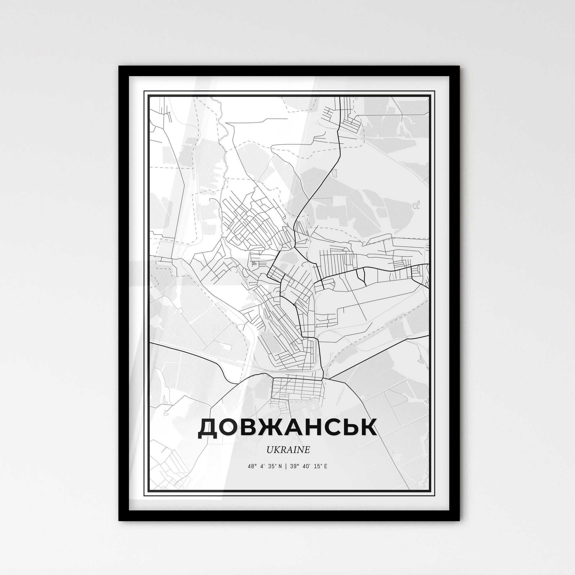 Dovzhansk Ukraine - Scandinavian Style City Map for Modern Home Decor