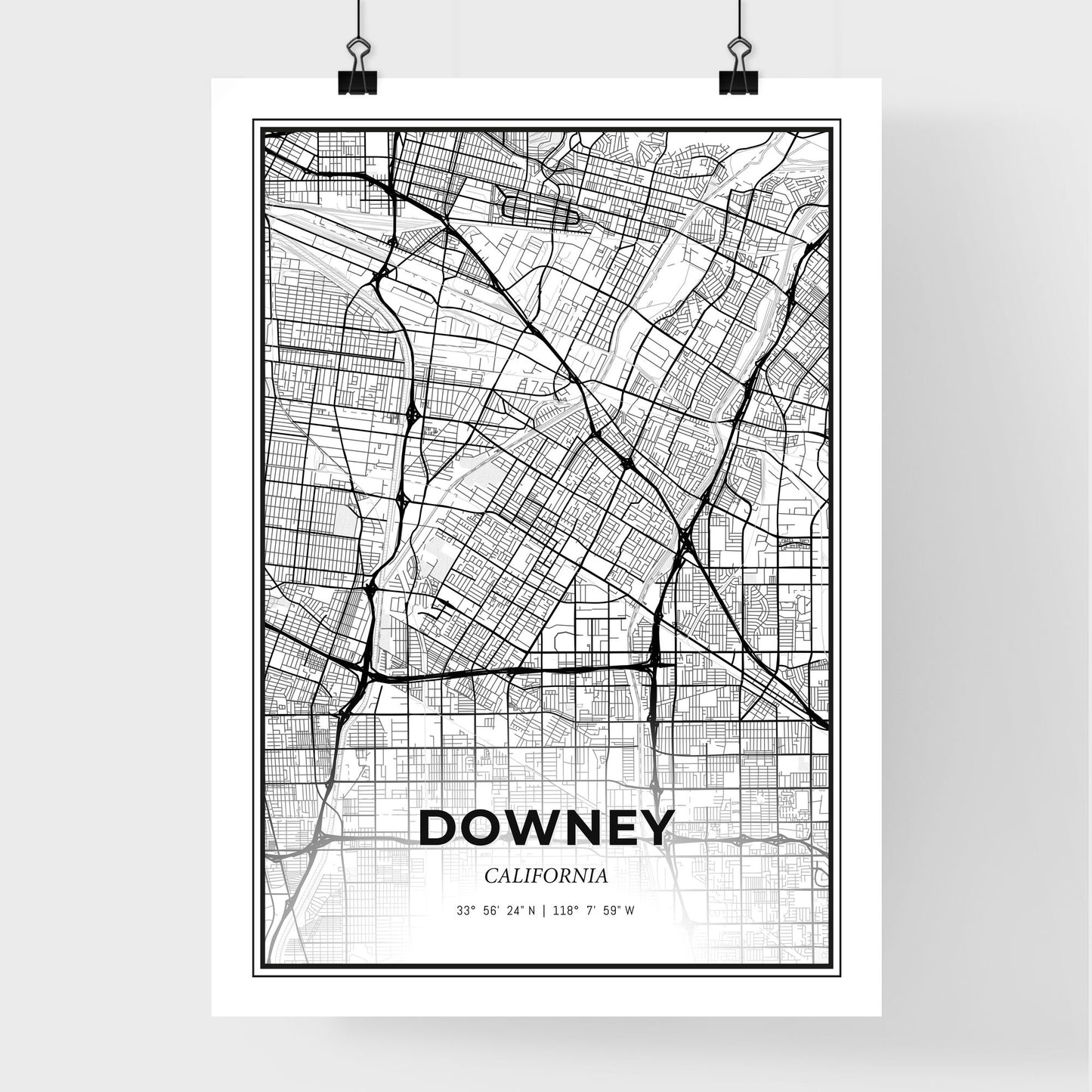 Downey California - Premium City Map Poster