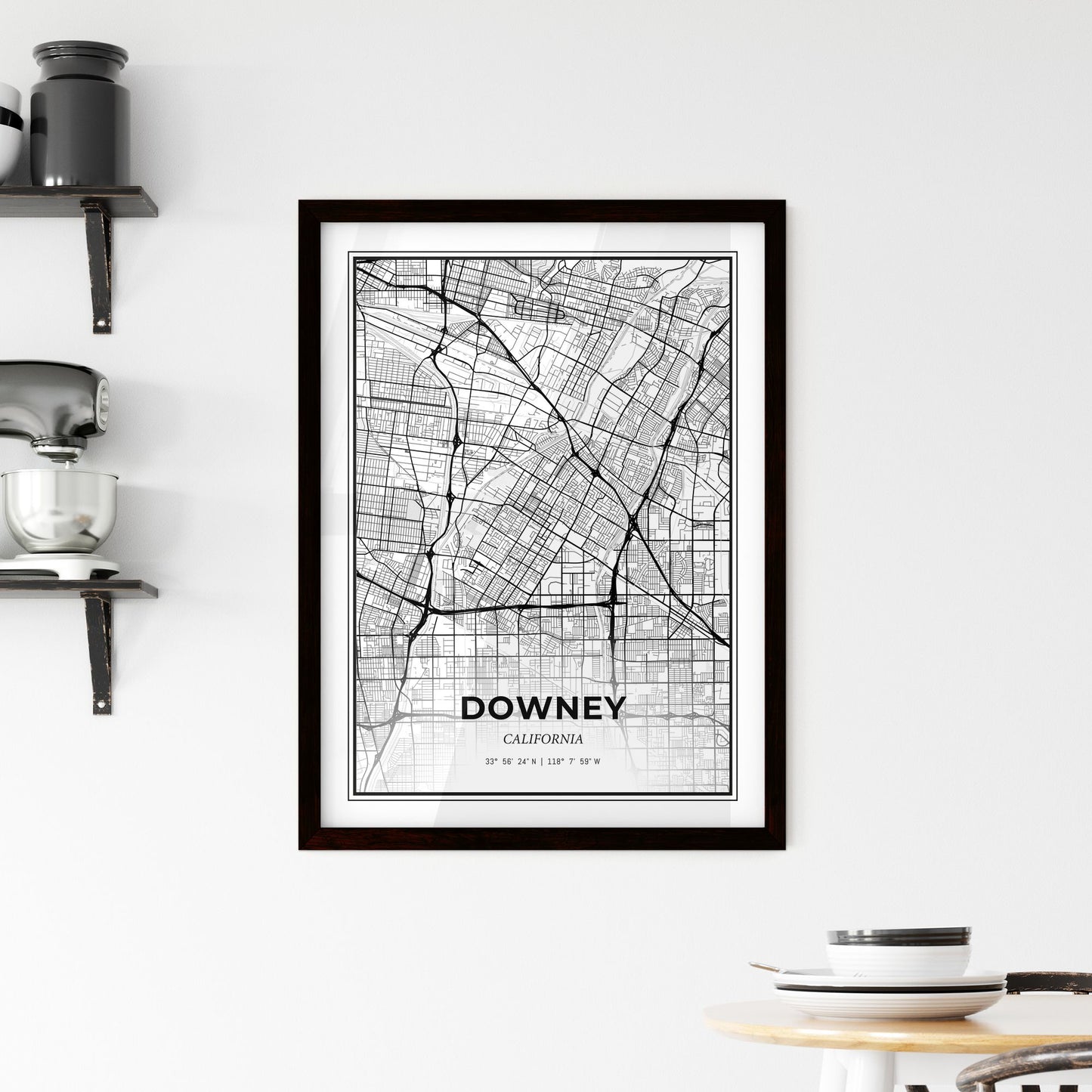 Downey California - Minimal City Map