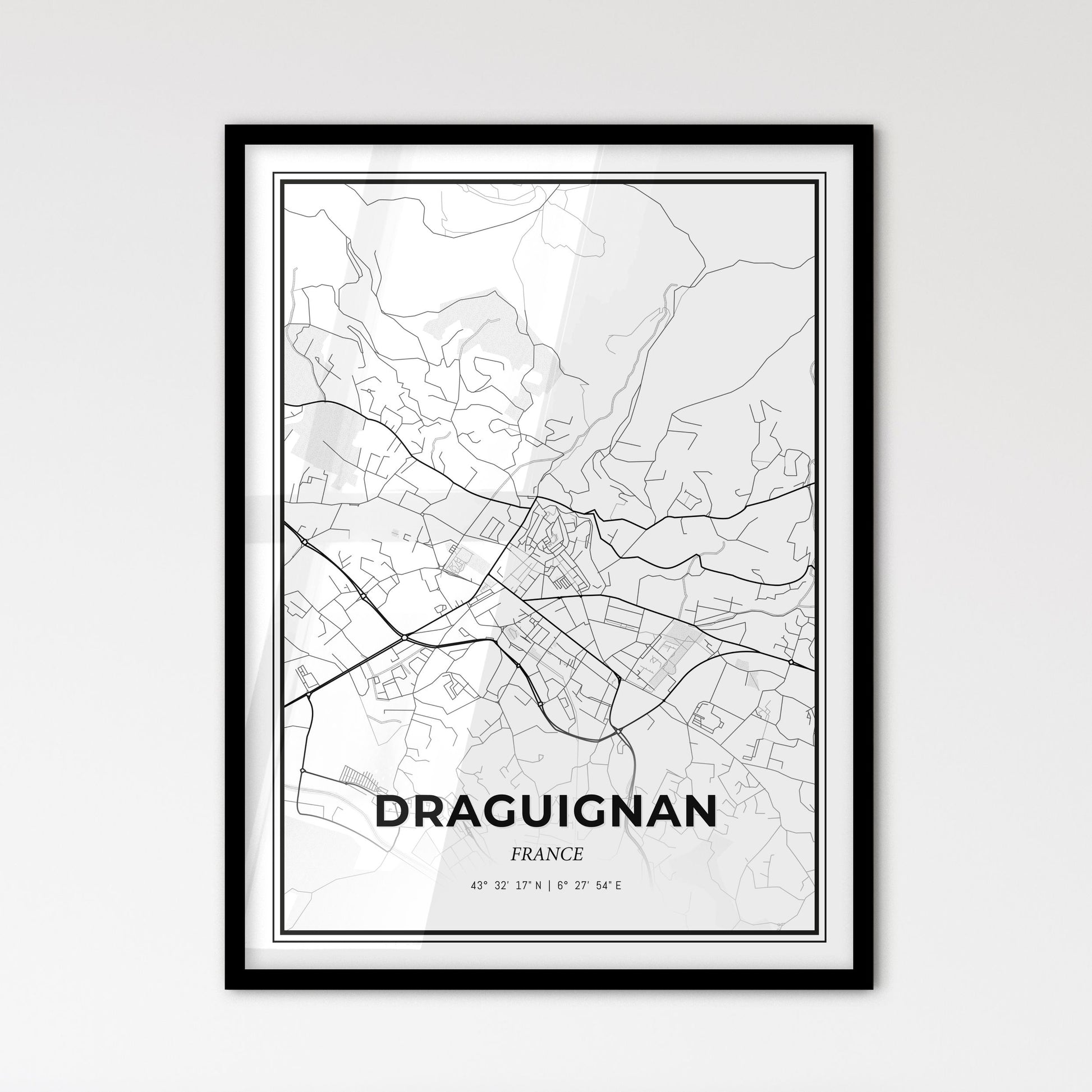 Draguignan France - Scandinavian Style City Map for Modern Home Decor