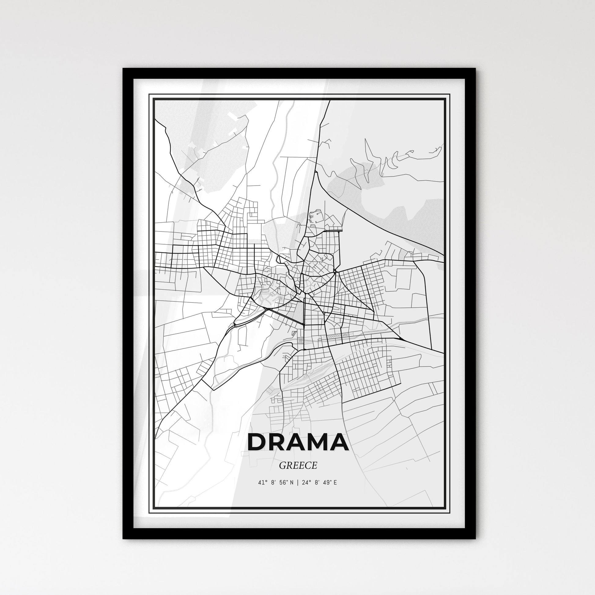 Drama Greece - Scandinavian Style City Map for Modern Home Decor