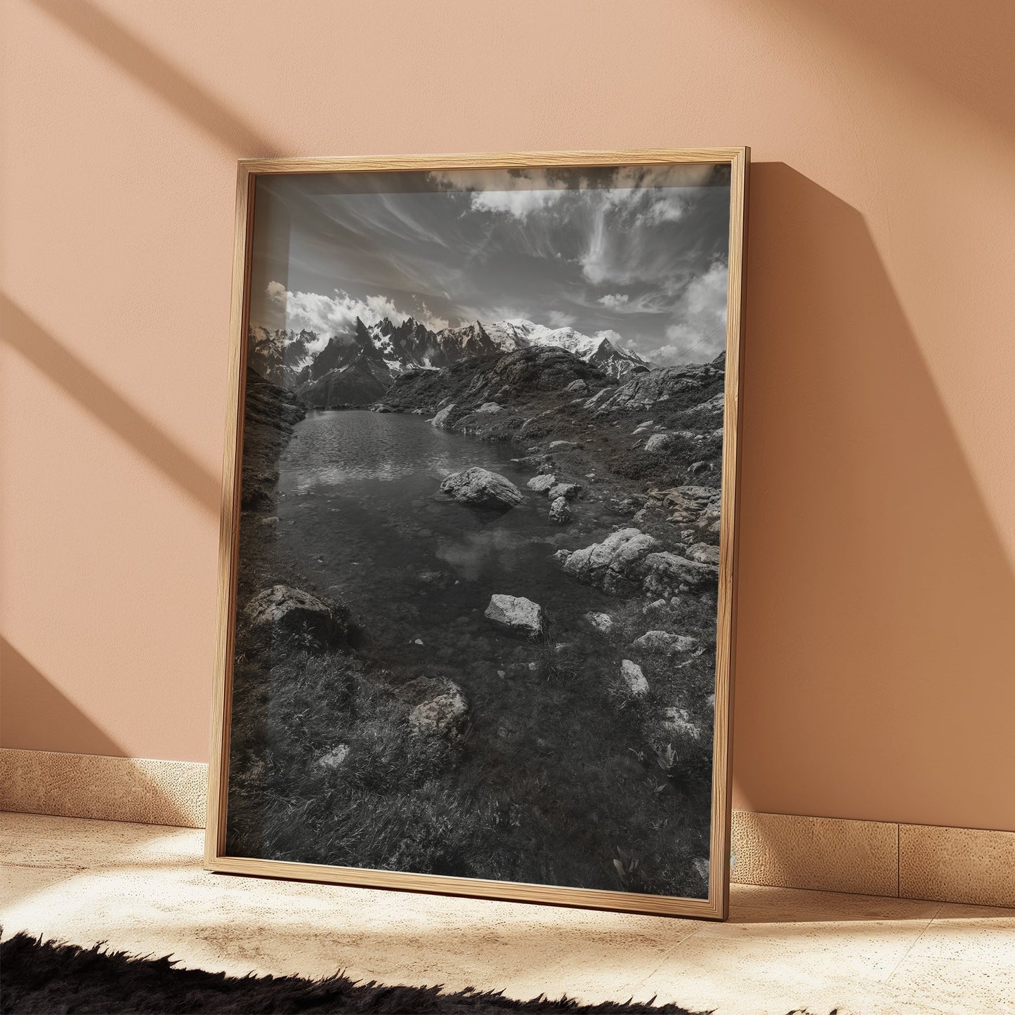 Lac de la Flégère Chamonix Wall Art – Black & White Alpine Photography Print