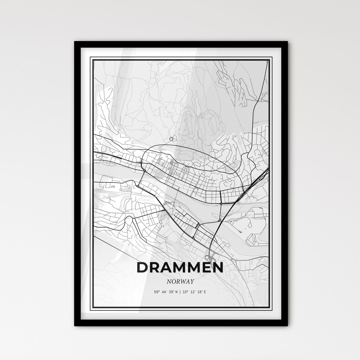 Drammen Norway - Scandinavian Style City Map for Modern Home Decor