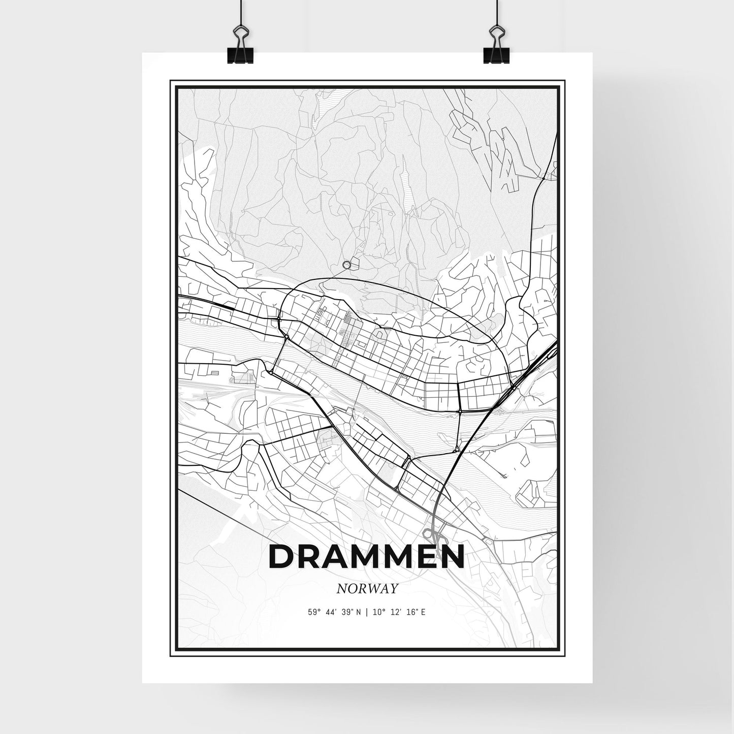 Drammen Norway - Premium City Map Poster